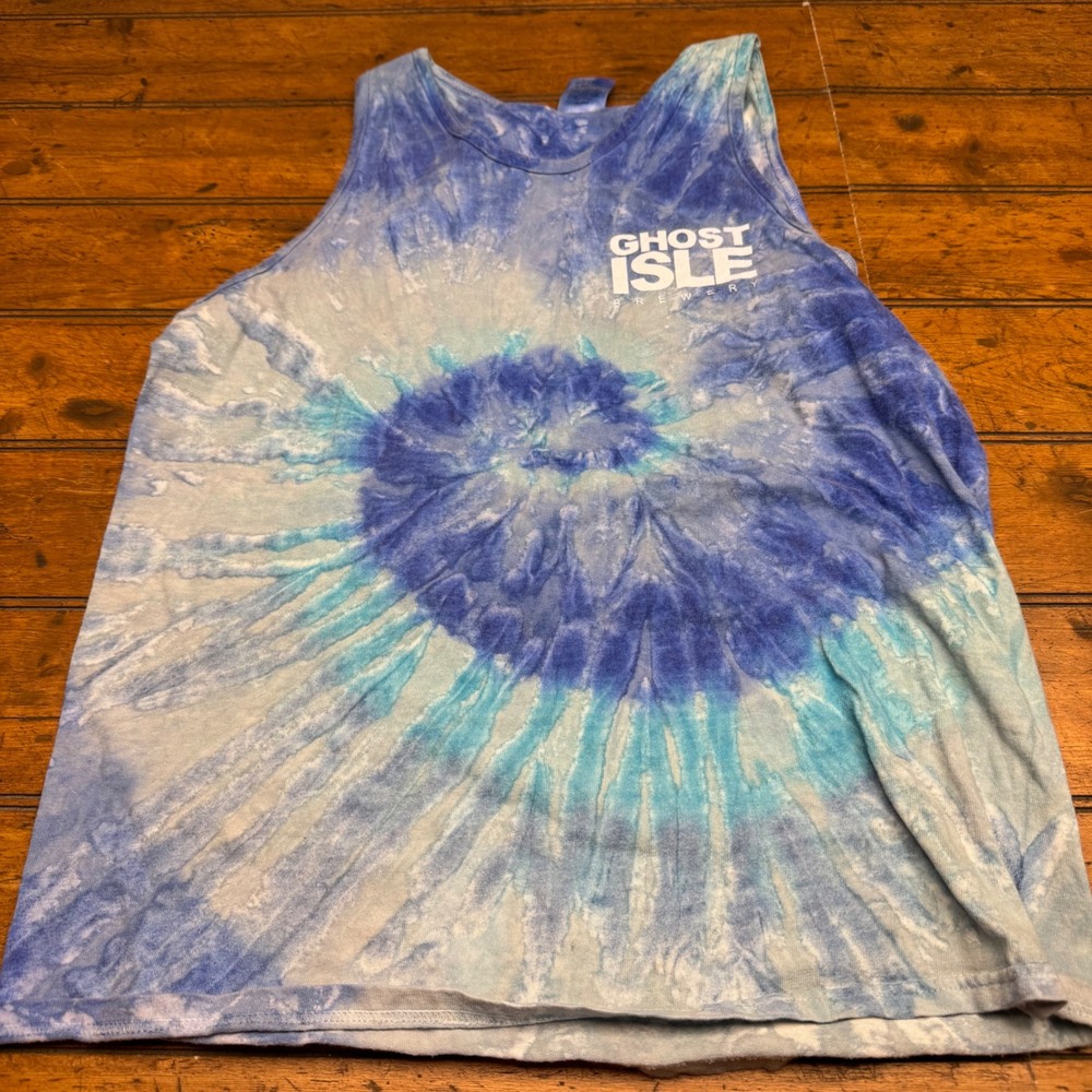 Ghost Isle Brewery Tie Dye Tank Top Blue‎ White Size M